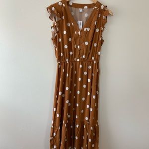 A-Line Polka Dot Midi Dress